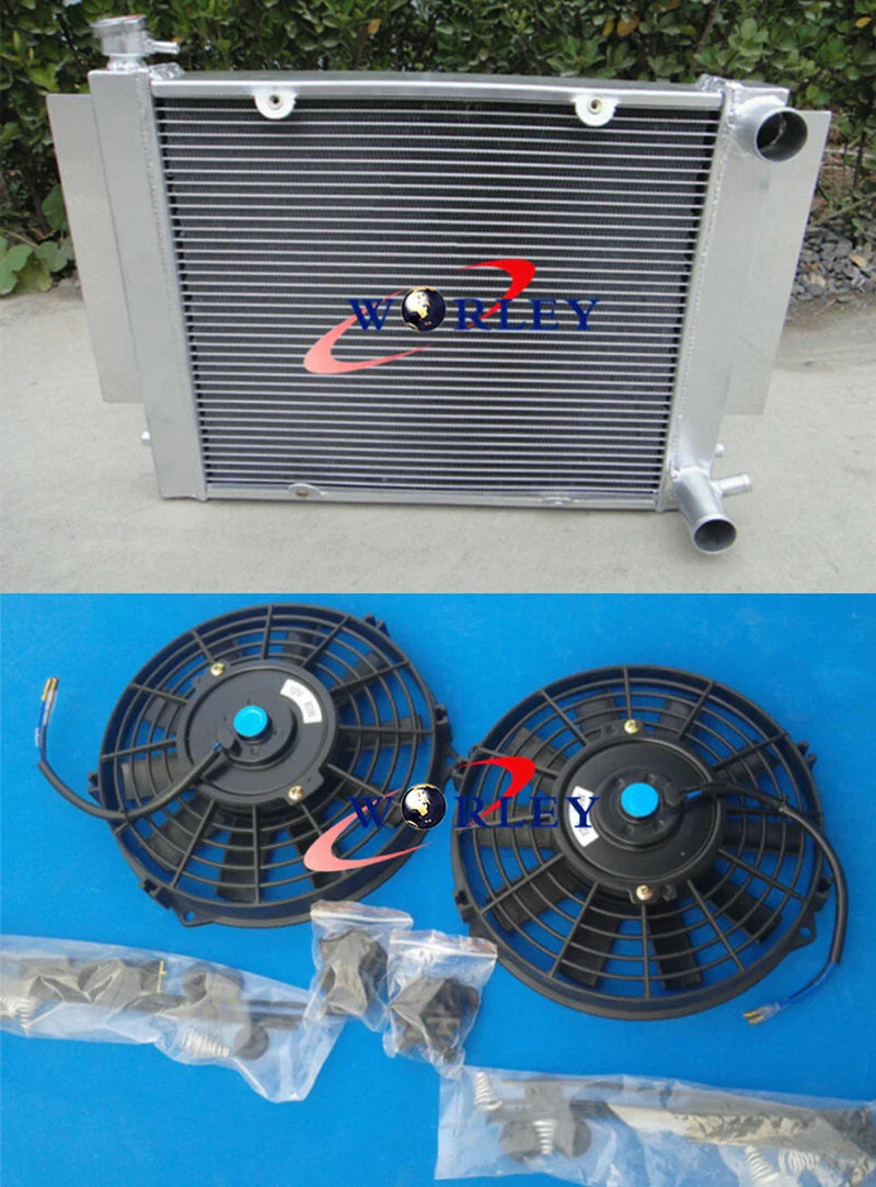 Mazda RX2 RX3 RX4 RX5 RX7 Aluminum Radiator & Fans (1970-1985)
