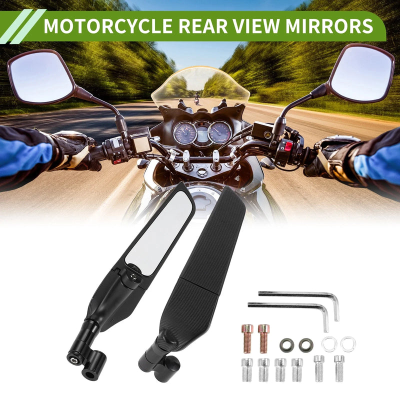 Motorcycle M8/M10 1 set Rear View Mirrors Polygon Black Aluminum Alloy
