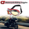 Motorcycle Riding Goggles Yellow Lens Red Silver Tone Frame PC PU Sponge