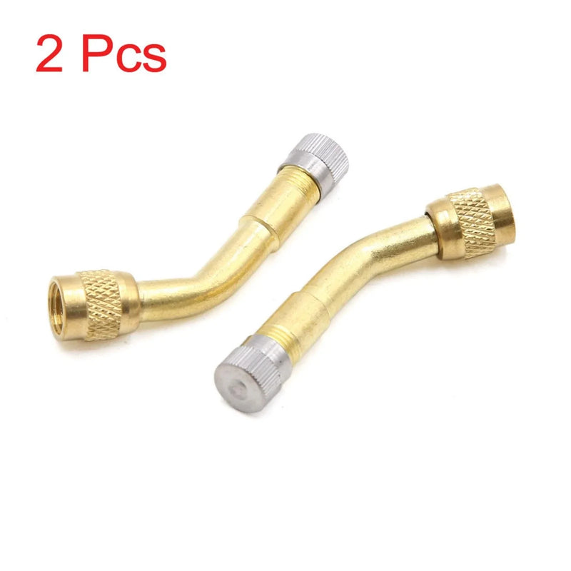 Car Motorcycle 2 x Gold Tone 135 Degree Tire Valve Extension Adapter