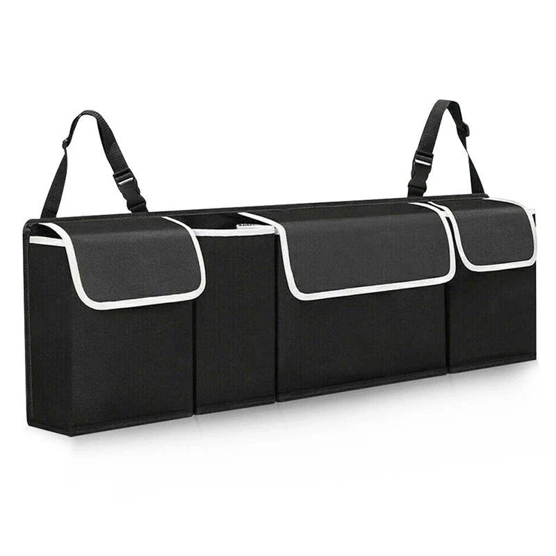 Car Seat Back Black Multi-Pocket Cargo Net Organizer (Fits Most Vehicles)