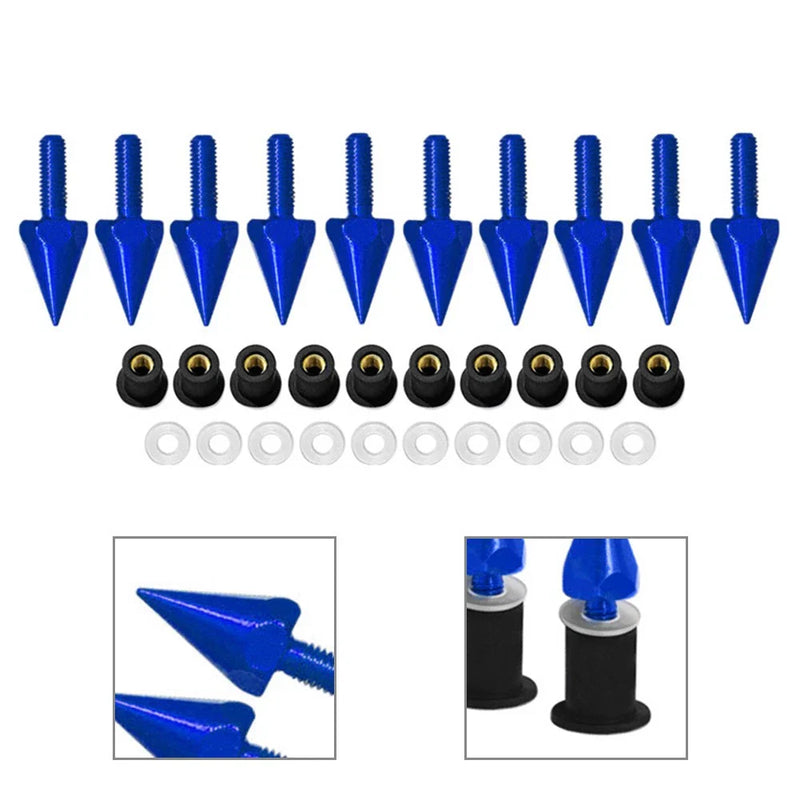 Motorcycle 10Pcs Blue Windshield Screws & 5MM Bolts
