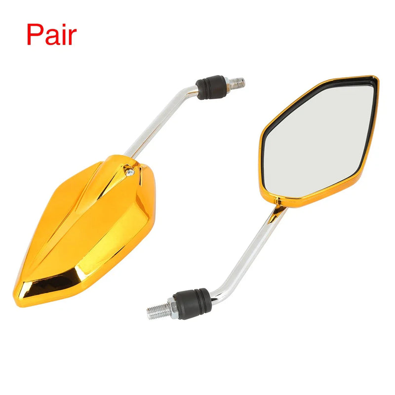Motorcycle 2 x Universal Motorcycle Mirror Side Rearview Mirrors Gold Tone
