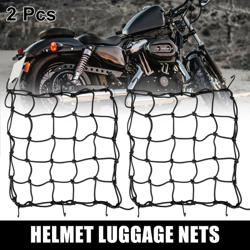 2 x 40x40cm Motorcycle Luggage Cargo Net Storage Bag Thicken Elastic Rope Black