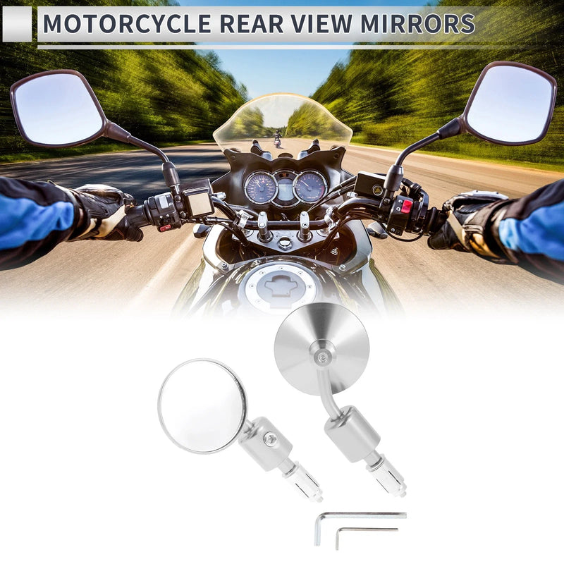 M6 Rear View Mirrors / Round Shape / Silver Tone Aluminum Alloy