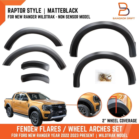 Ford Ranger 2022-2023 Raptor Style Matte Black Fender Flares