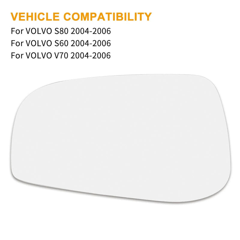 VOLVO S60 S80 V70 Driver Side Mirror Glass w/ Adhesive (2001-2006)