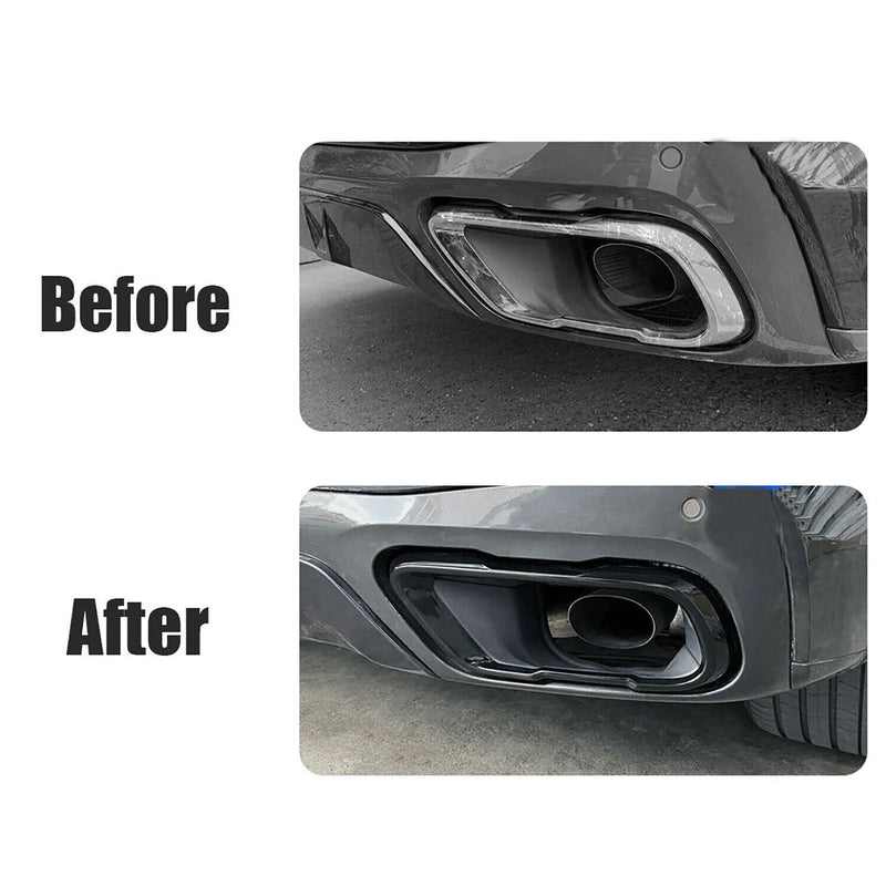 BMW X5 G05 X7 G07 2X Black Stainless Exhaust Pipe Cover Trim (2019–2021)