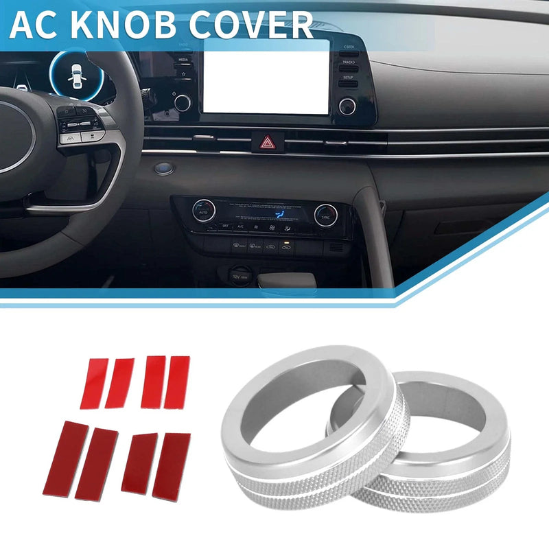 Hyundai Elantra (2021-2024) 2 x Silver Tone AC Climate Heater Switch Knob Covers