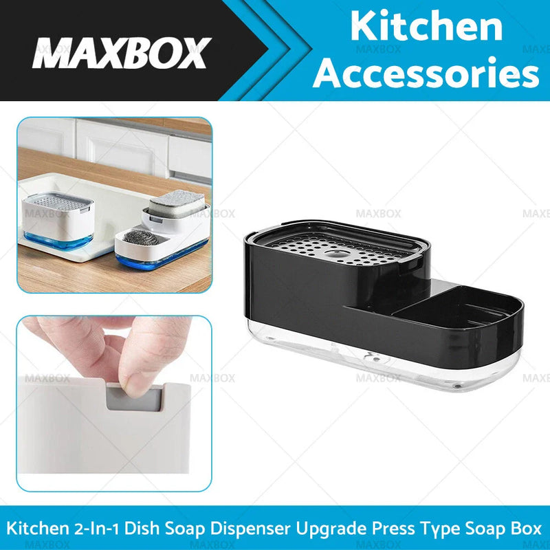 Detergent Storage - Manual Press 2-in-1 Soap Dispenser & Sponge Box