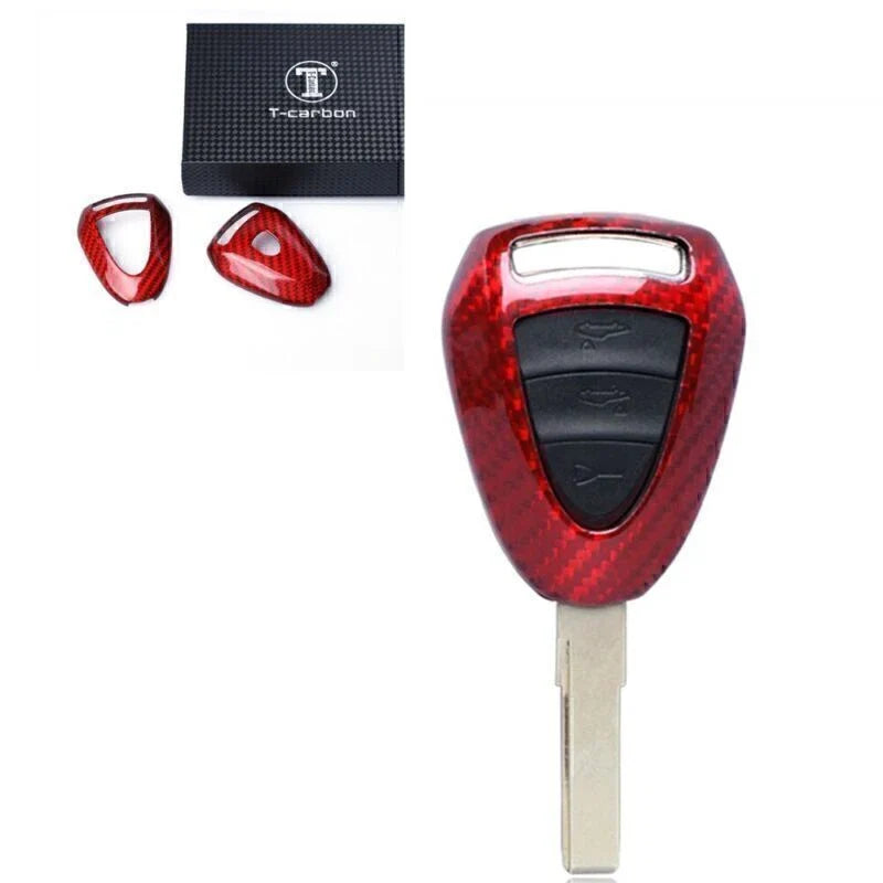Porsche Boxster 911 Cayman Red Carbon Fiber Key Case Cover