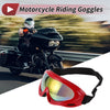 Motorcycle Riding Goggles Yellow Blue Lens Red Frame PC TPU Cycling Sunglasses