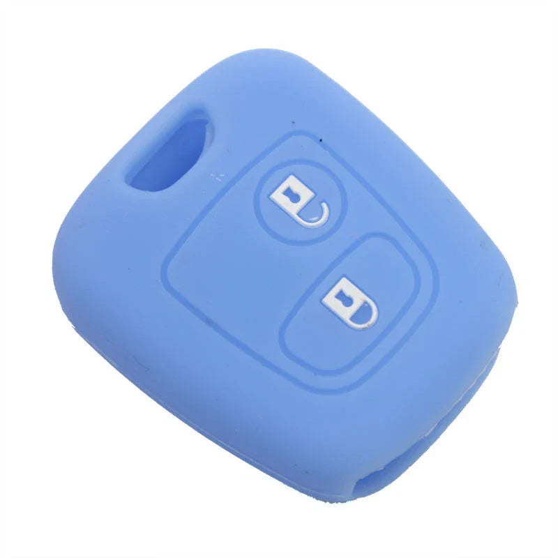 PEUGEOT 206 307 2pcs Blue SILICONE REMOTE KEY COVER CASE HOLDER Fit