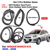 Front Windshield Door Rubber Set 5 Fits Nissan March K13 Hatchback 2010-18 D05