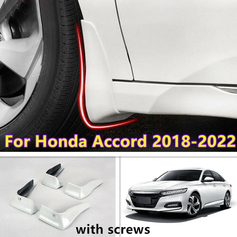 Honda Accord 4x White Mud Flaps Protector Fender (2018–2022)