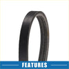 Black rubber serpentine belt with textured surface and reinforced edges for toyota avalon 1995-2004