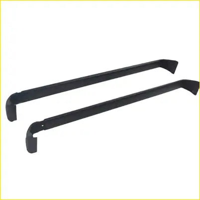 Black metal roof rack side rails with curved ends for jeep wrangler jk 2007-2018 shown from the back side