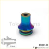 Rainbow-colored titanium m10x1.25 threaded adapter with flared base for shift knob boot retainer manual gear shift