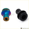 Rainbow titanium shift knob with black plastic adapter for manual gear shift m10x1.25 shown from the back side