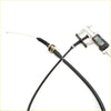 Black short accelerator cable with metallic connector and coiled end measured by digital calipers for nissan d22 terrano