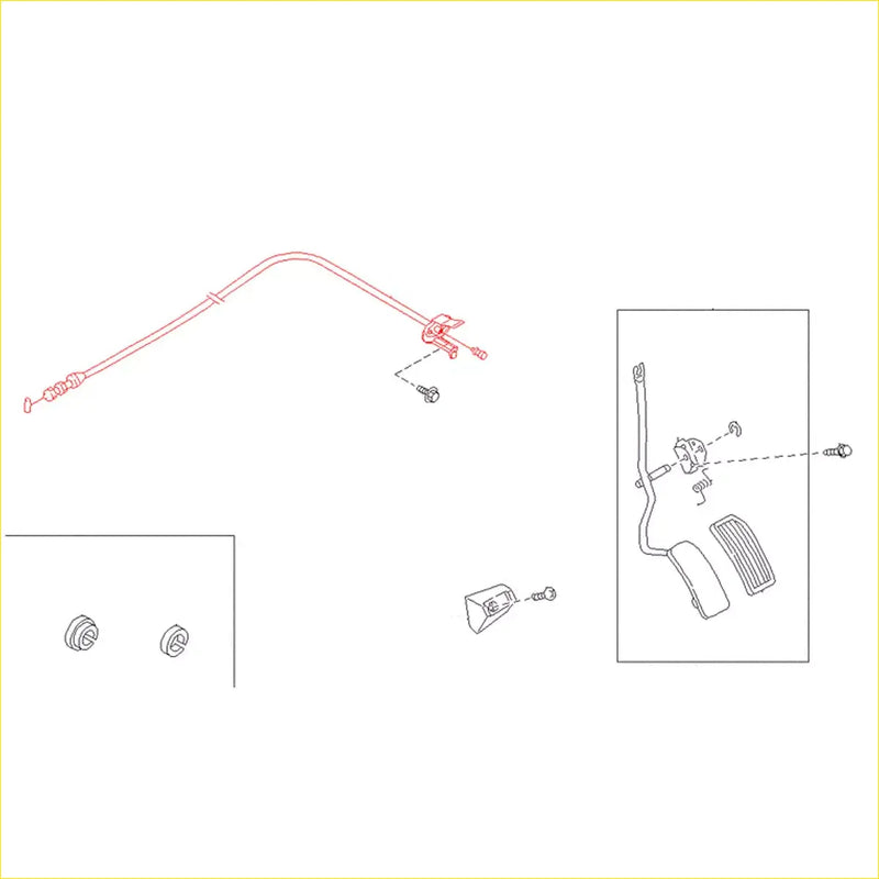 Red-painted metal brake pedal linkage assembly with short throttle cable for nissan sentra sunny b13 b14 ga16de 1990-1999