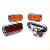 Set of four vintage-style rectangular side marker lights with chrome bezels and red amber lenses for nissan datsun