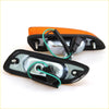 Side marker light x2 for nissan datsun bluebird-u 510 1967-1975 with orange black lens chrome interior and green wiring back view