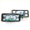 Rectangular chrome side marker lights set with black plastic bezels and green wiring for Nissan Datsun 620 back side