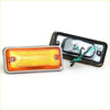 Back side of rectangular amber led side marker light with silver metal frame and black housing for nissan datsun 620 utility