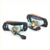 Back side of black plastic side marker lights with orange lens and exposed wiring for Nissan Datsun Fairlady Z 1970-78