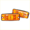 Pair of amber rectangular side marker lights with black rubber edges and silver screws for mazda b1600 b1800 1971 1979