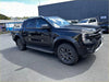 Black ford ranger double cab with matte black alloy wheels and side step running board oem style 2022+