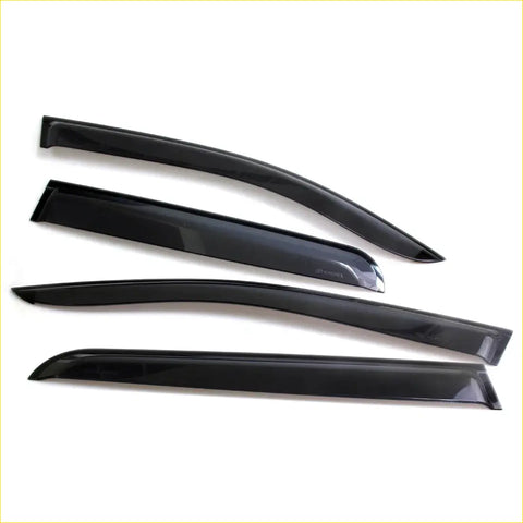 Set of four black glossy vinyl side visor sun shade wind deflectors for toyota hilux 2005-2015