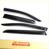 Black glossy plastic side visor sun shade wind deflector for toyota hilux 2005-2015 shown from the back side