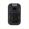Black plastic automotive connector with rectangular housing and pin slots for single window switch with light ford territory