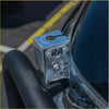 Chrome-plated metal hitch lock with ra branding and circular cutout for 4wd ute offroad slotted stainless steel folding antenna bracket