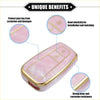 Smart key fob cover case for toyota prius 2006-2022 in pink marble finish tpu with gold trim and embossed button outlines