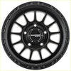 Black and silver sniper ballistic alloy wheel with matte black finish 17x9 6x1397 25 offset intricate spokes