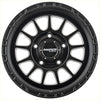 Black and silver sniper ballistic alloy wheel with matte black finish and intricate spoke design with brand logo center cap