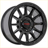 Black sniper blast alloy wheel with matte finish and red logo center 17x9 6x139.7 -44 offset