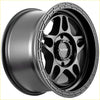 Black matte finished sniper millrad 17x9 alloy wheel with rugged multi spoke design and embossed sniper models logo