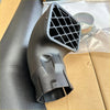 Black matte plastic snorkel elbow for holden colorado 2012-2020 with diamond pattern grille on one end