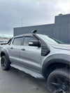 Silver ford ranger px2 px3 pickup with black fender flares side steps wheels featuring snorkel 2016-2021 model