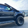 Black matte finished metal roof rack mounted on ford ranger with snorkel ford ranger PX2 PX3 2016-2021 black stainless steel