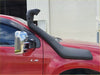Black rubber snorkel mounted on the side of a red isuzu d-max 2021-2023 truck for off-road use