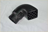 Black plastic elbow pipe fitting with a grid pattern end cap for snorkel toyota hilux vigo 2005-2015 back side view