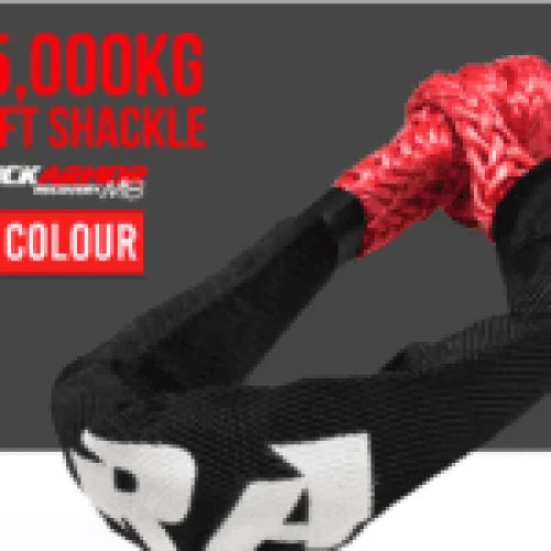 Red and black synthetic rope shackle for Soft Shackle 15T with high minimum breaking strength