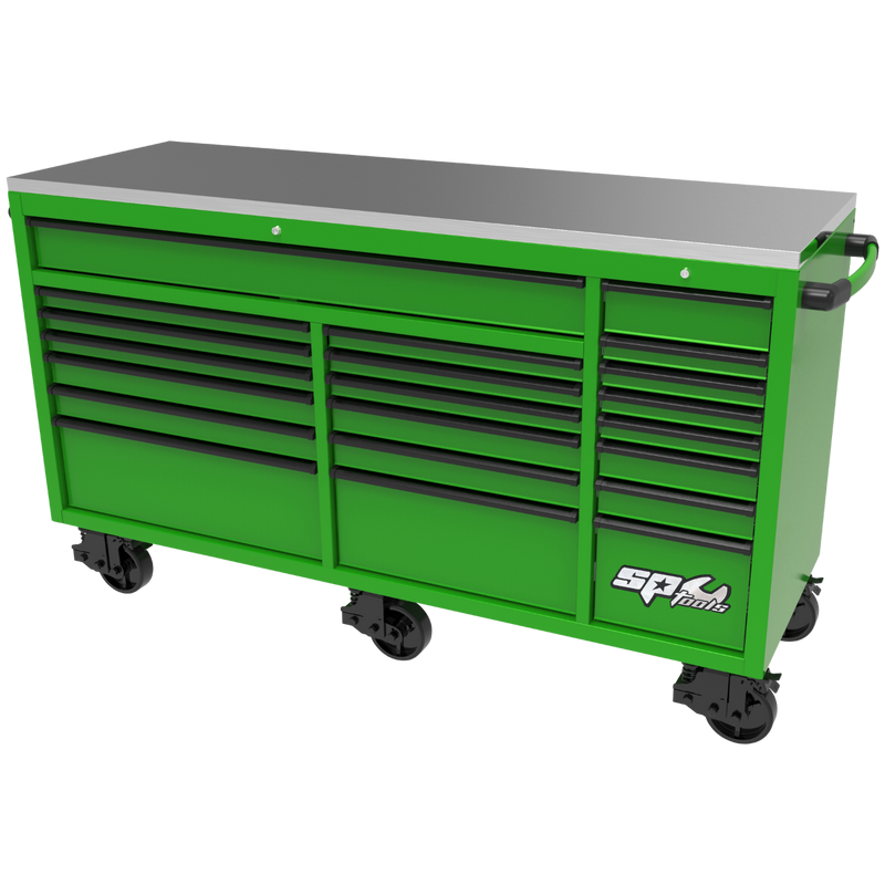 SP Tools 73in. 21 Drawer USA Sumo Rollercab Greeb/Black