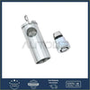Shiny chrome-finished cylindrical car air filter housing with detachable cap for spare tire carrier anti-theft lock