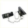 Black metal trailer hitch chain and connector set with silver links for spare tire carrier hanger on nissan navara datsun d21 king cab
